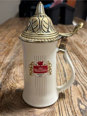 Old Milwaukee America's Light Beer Stein With Lid Vintage Ceramic Made In USA